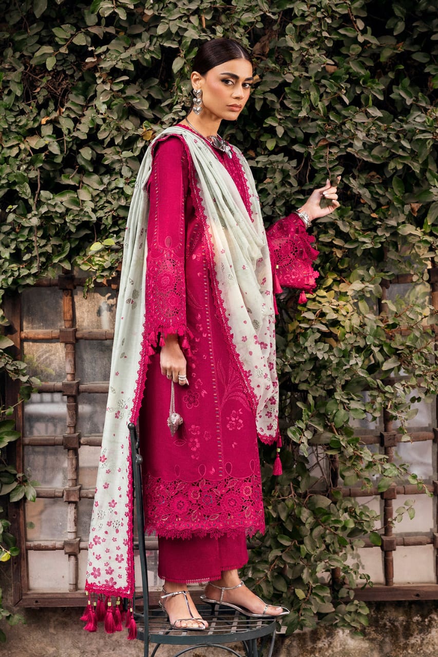 SR-JZ2760 Lawn Unstitched Embroidered 3pc Suit With Monar Digital Printed Dupatta