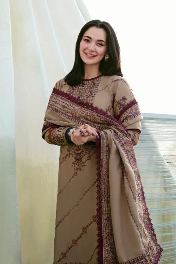 SR-FL895 Unstitched Heavy Embroidered Dhanak Suit With Embroidered Dhanak Shawl
