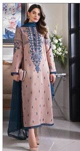 3PC LAWN EMBROIDERED SHIRT WITH BAMBER CHIFFON EMBROIDERED DUPATTA AND LAWN TROUSER-