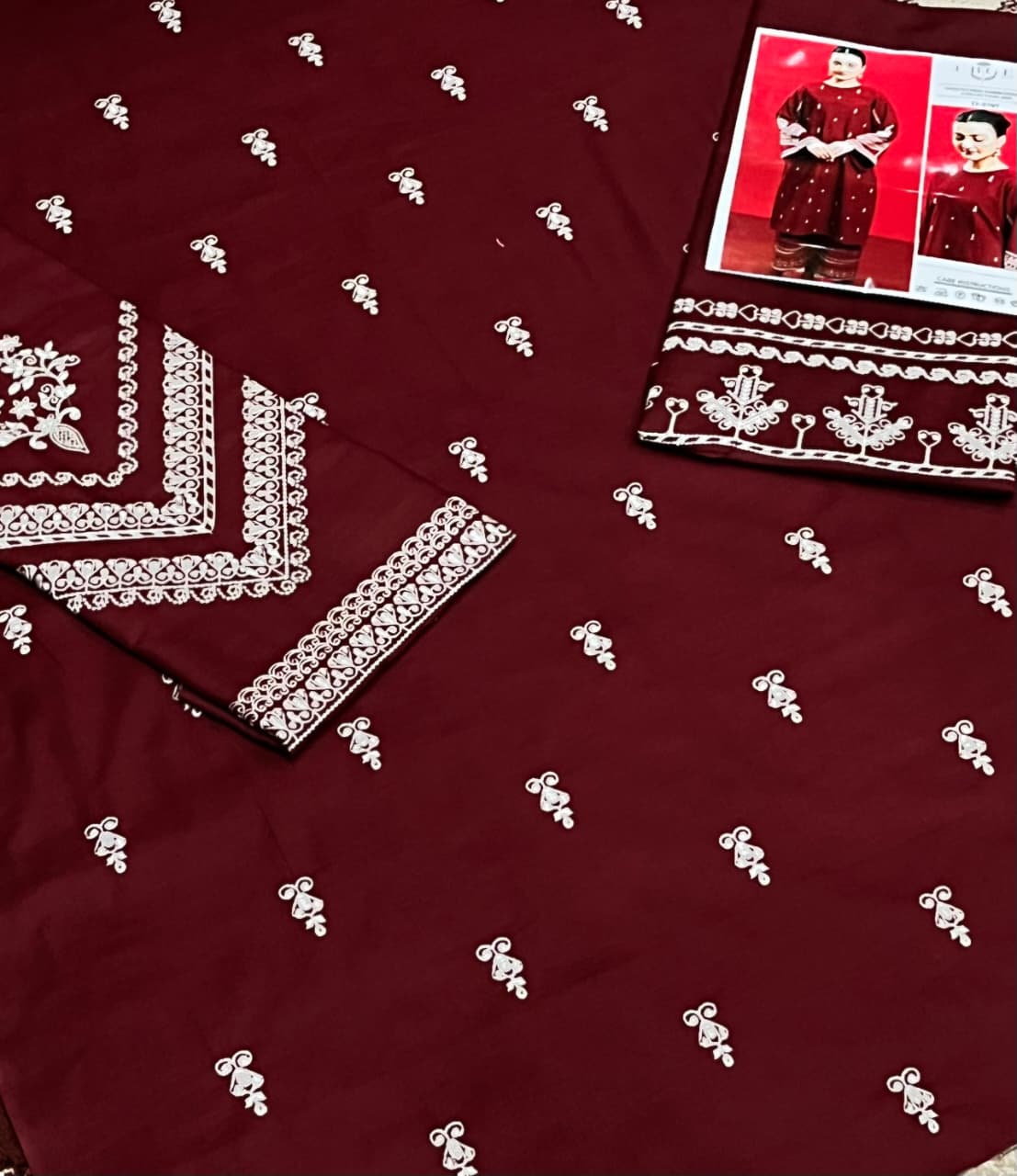 2PC LAWN EMBROIDERED SHIRT WITH LAWN EMBROIDERED SLEEVES-