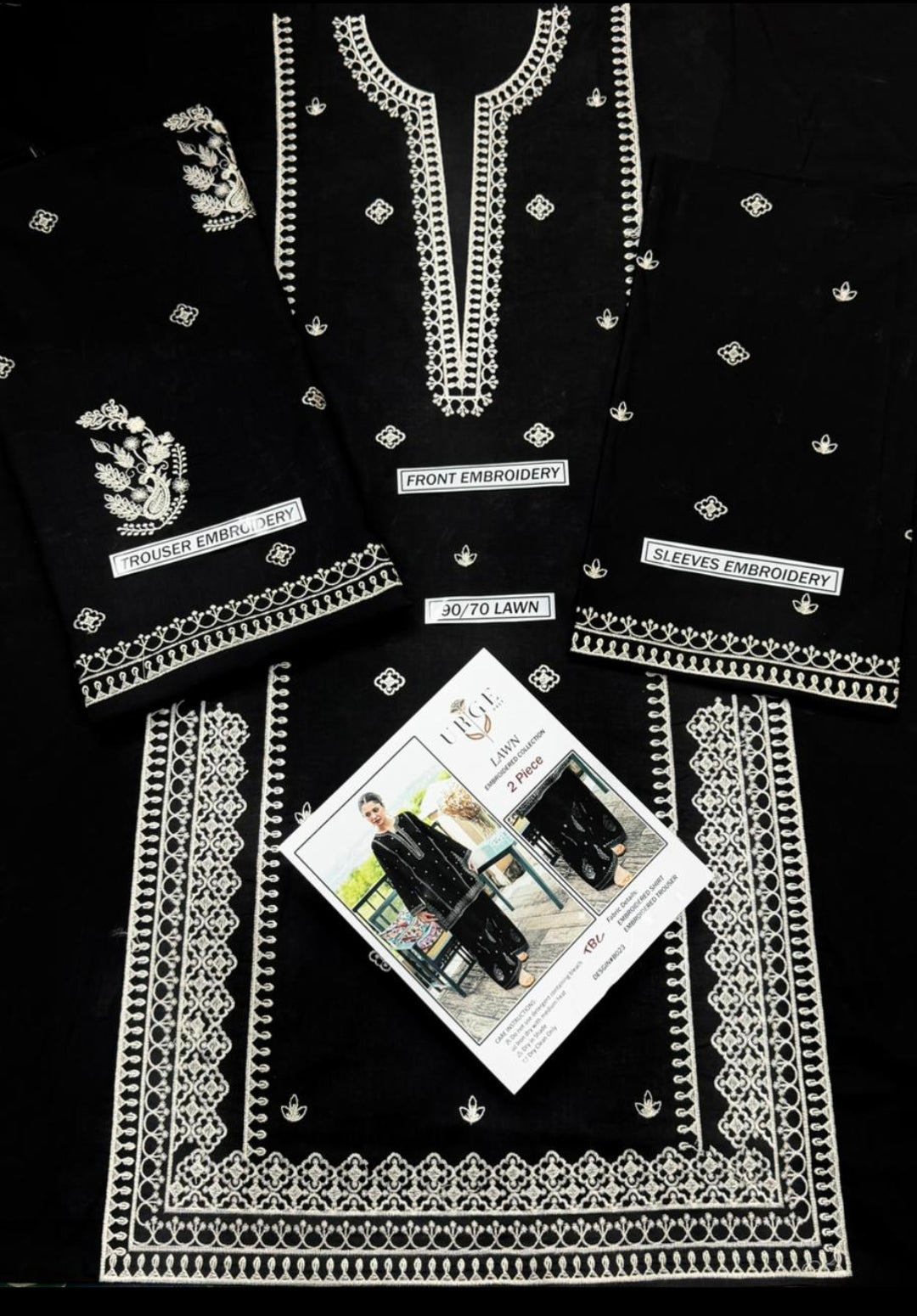 2PC LAWN EMBROIDERED SHIRT WITH LAWN EMBROIDERED SLEEVES-
