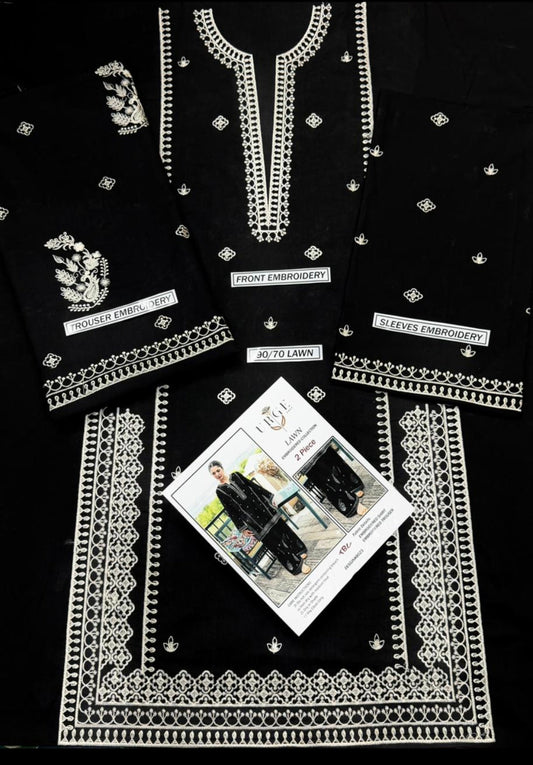 2PC LAWN EMBROIDERED SHIRT WITH LAWN EMBROIDERED SLEEVES-