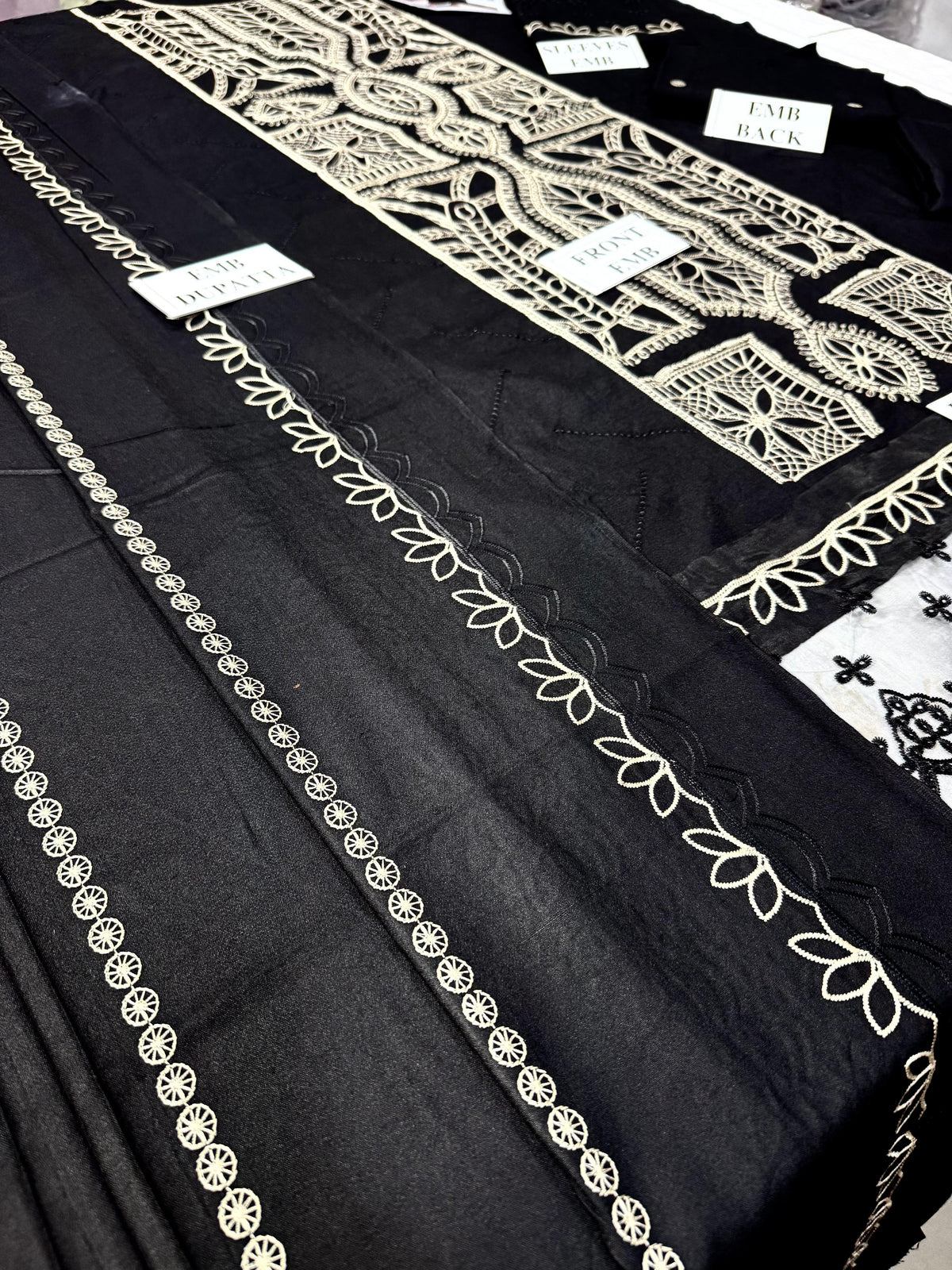MARIA.B.-3PC DHANAK EMBROIDERED SHIRT WITH DHANAK EMBROIDERED SHAWL AND TROUSER