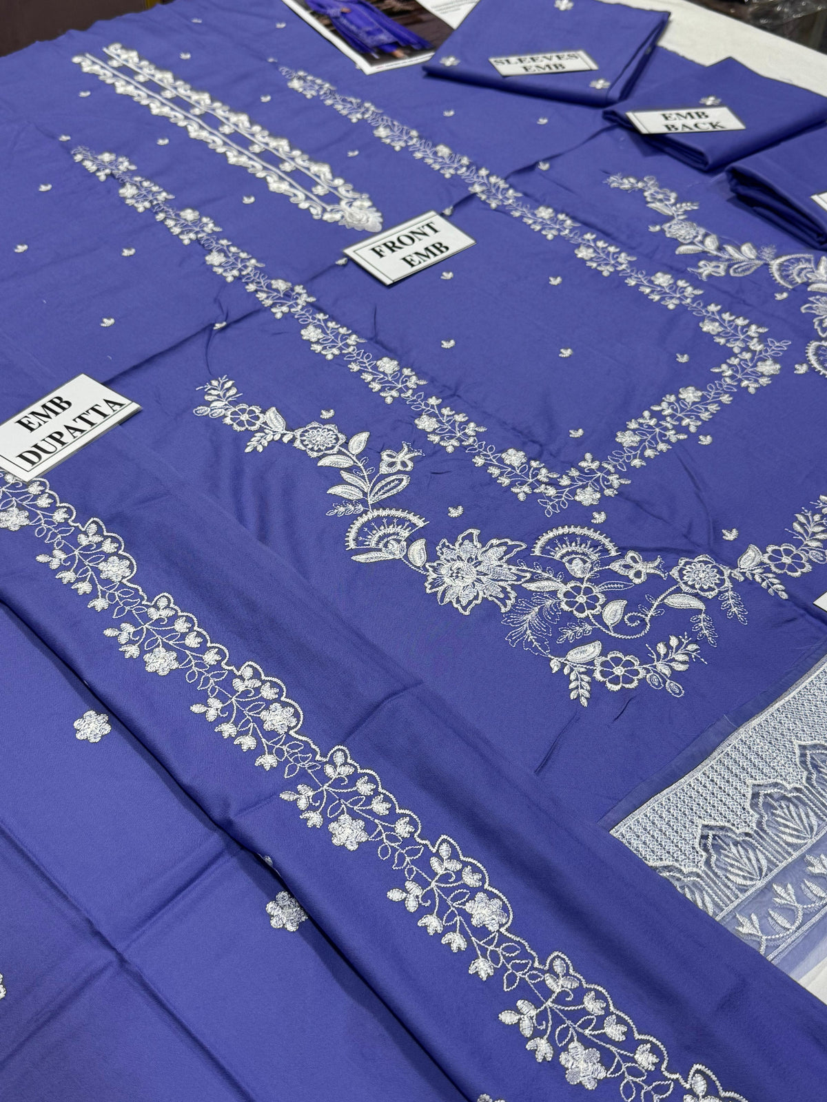 ZARQASH-3PC DHANAK EMBROIDERED SHIRT WITH DHANAK EMBROIDERED SHAWL AND TROUSER