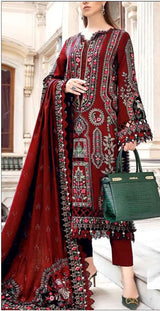 BATIK-3PC DHANAK EMBROIDERED SHIRT WITH DHANAK EMBROIDERED SHAWL AND TROUSER