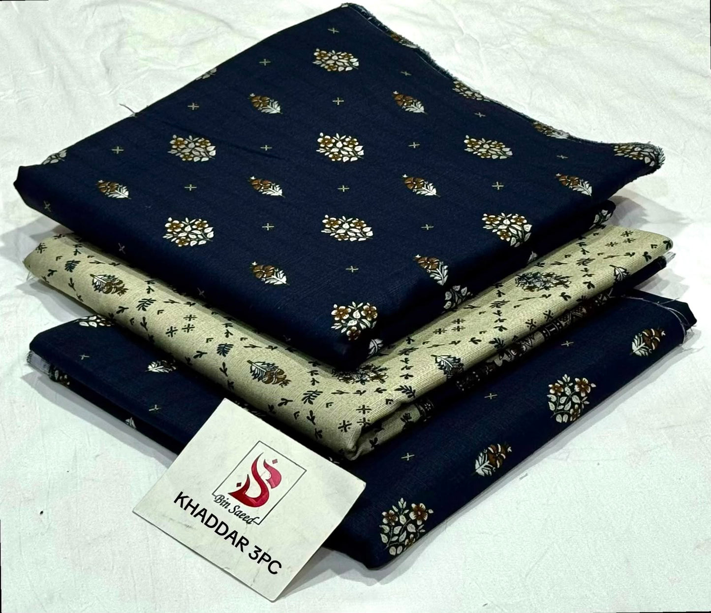 BIN SAEED-3PC KHADDAR PRINTED SHIRT WITH KHADDAR PRINTED DUPATTA AND PRINT TROUSER