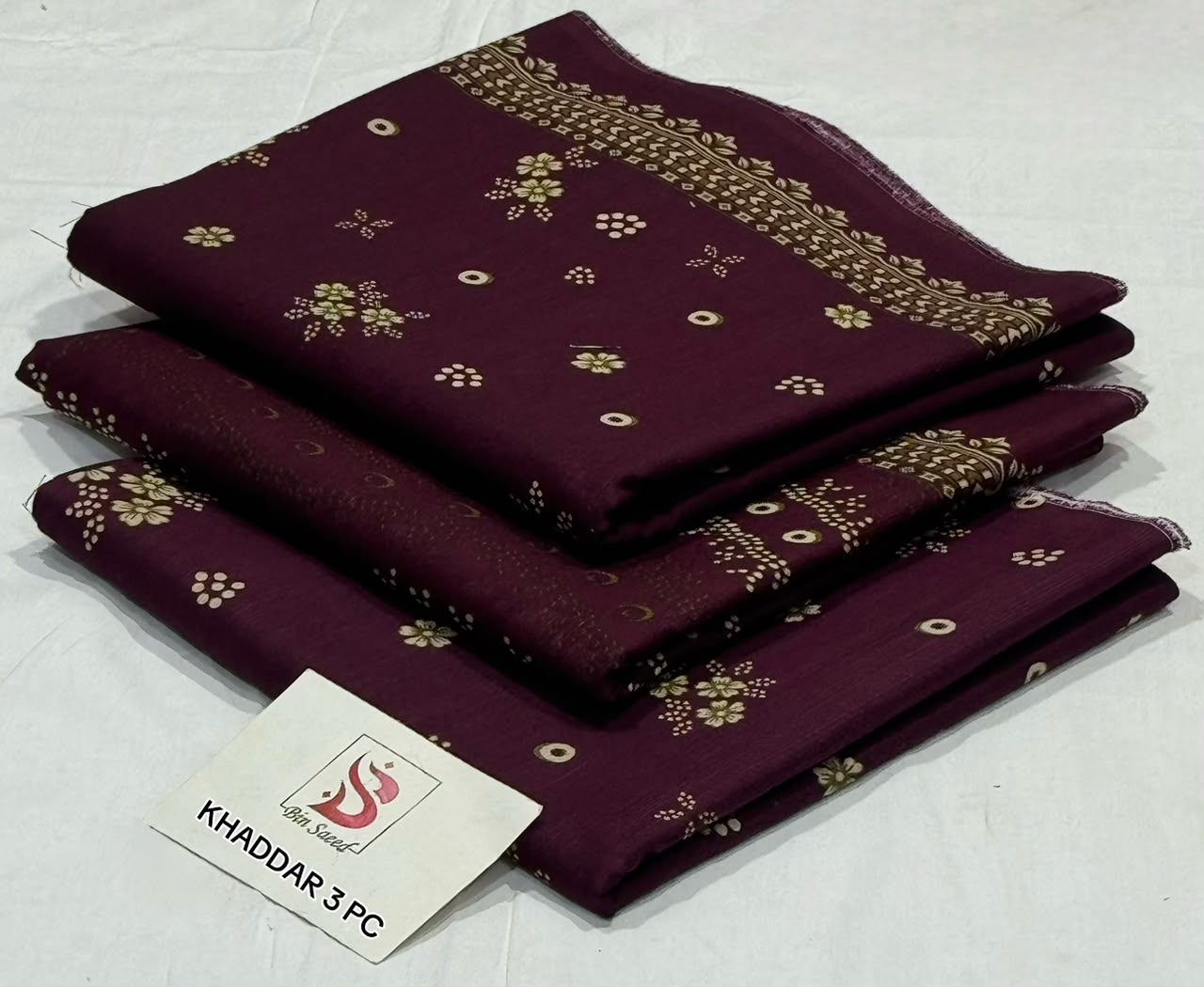 BIN SAEED-3PC KHADDAR PRINTED SHIRT WITH KHADDAR PRINTED DUPATTA AND PRINT TROUSER