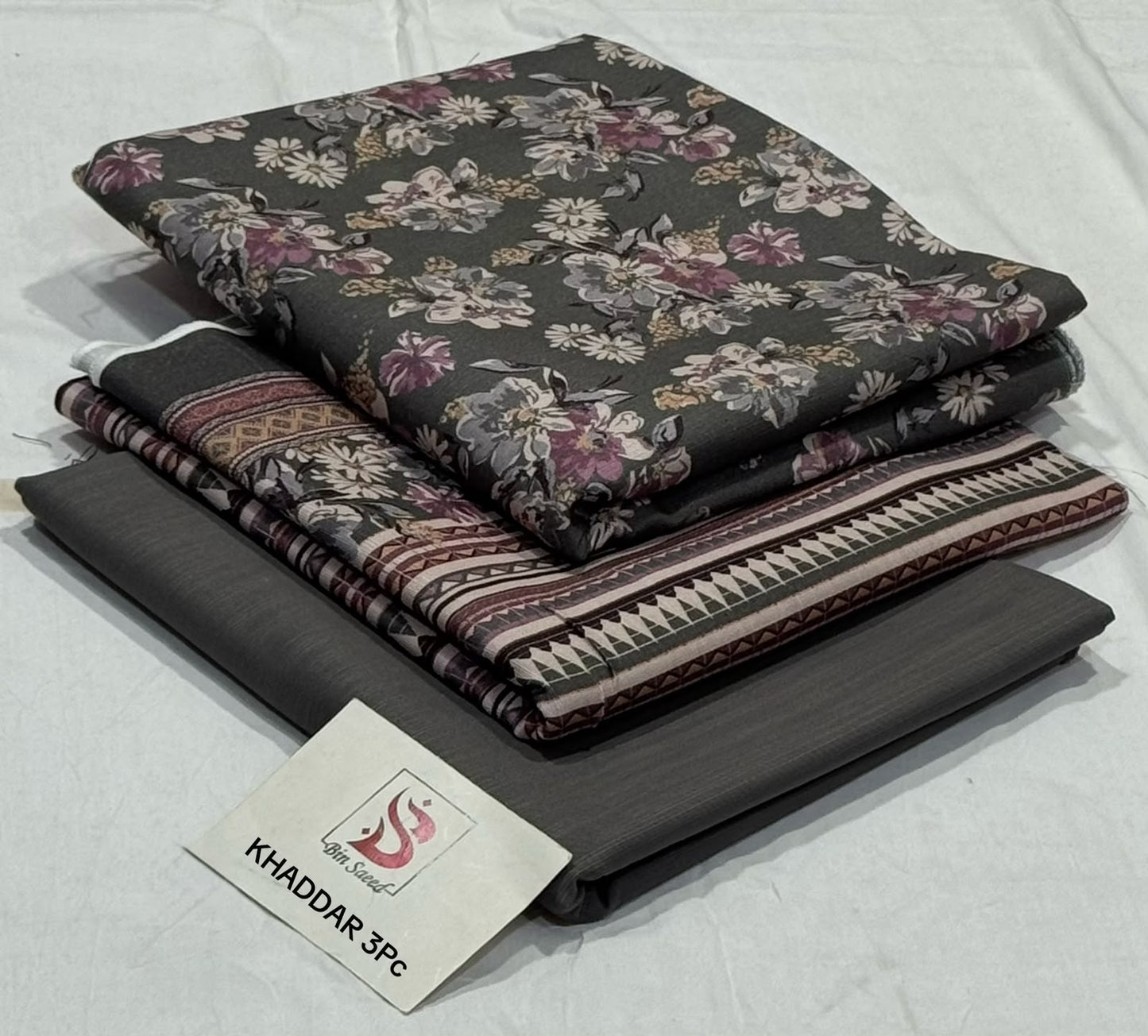 BIN SAEED-3PC KHADDAR PRINTED SHIRT WITH KHADDAR PRINTED DUPATTA AND PRINT TROUSER
