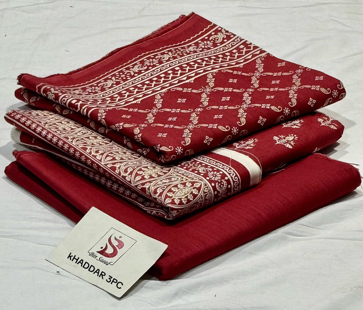 BIN SAEED-3PC KHADDAR PRINTED SHIRT WITH KHADDAR PRINTED DUPATTA AND PRINT TROUSER