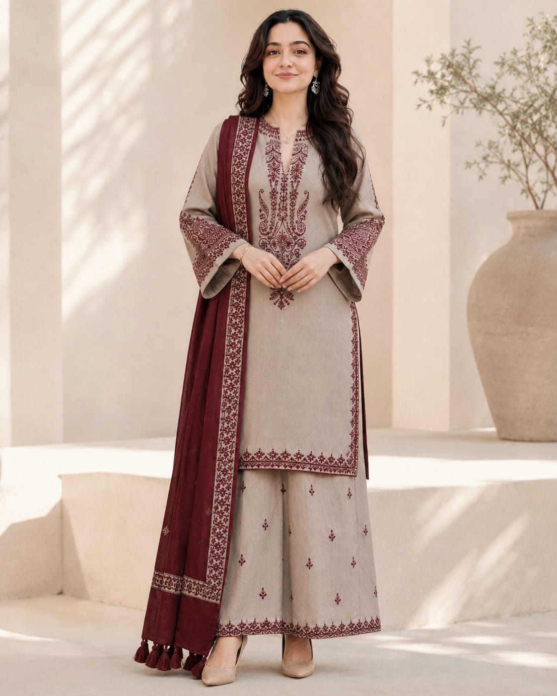 SR-KD910 Unstitched Embroidered Lawn Suit With Lawn Embroidered Dupatta