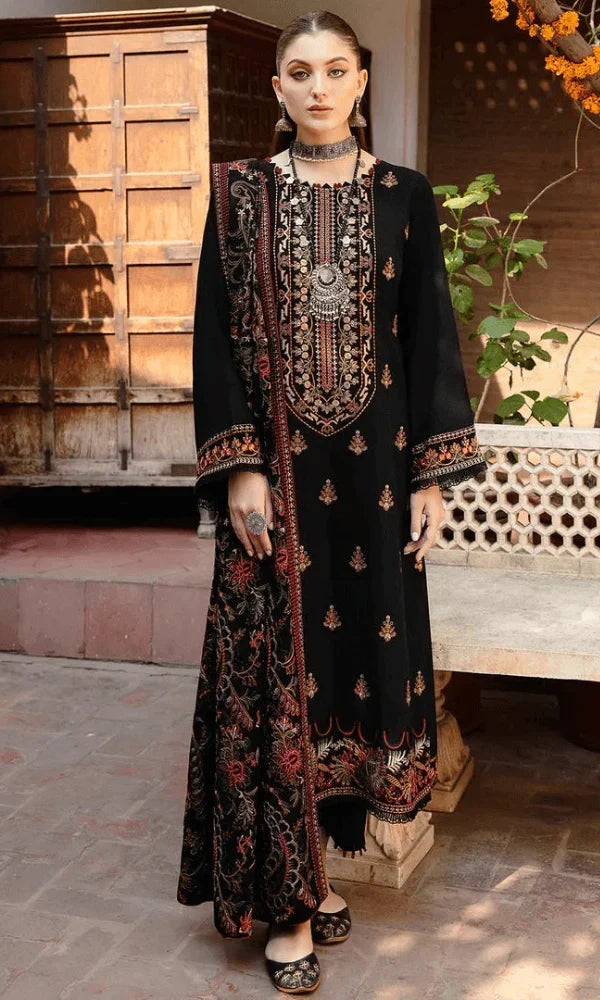 SR-RM650 Unstitched Heavy Embroidered Dhanak Suit With Embroidered Dhanak Shawl