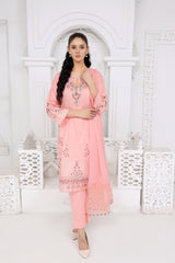 IB906 - 3PC Embroidered Lawn Suit with Bamberg Pallu Dupatta