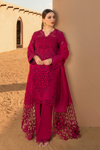 RANG RASIYA-3PC LAWN CHIKANKAARI EMBROIDERED SHIRT WITH KHADDI NET EMBROIDERED DUPATTA AND TROUSER-BIC-4647