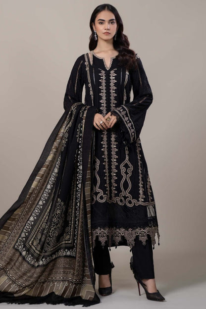SR-49 Unstitched Embroidered Dhanak Suit With Embroidered Dhanak Shawl