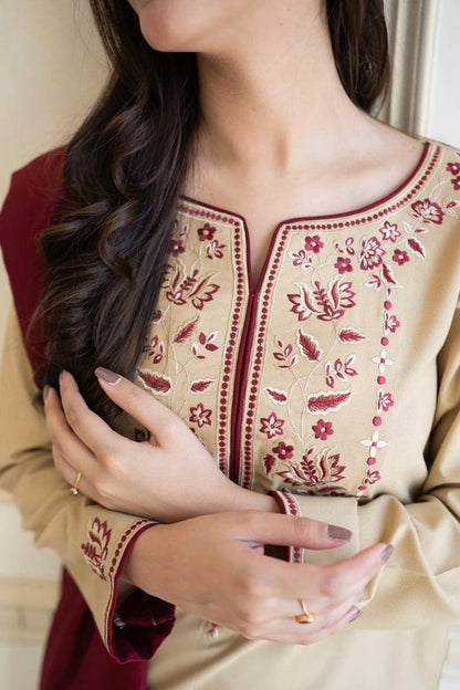 SR-AS25 Unstitched Fully Embroided Dhanak Suit With Dhanak Dupatta