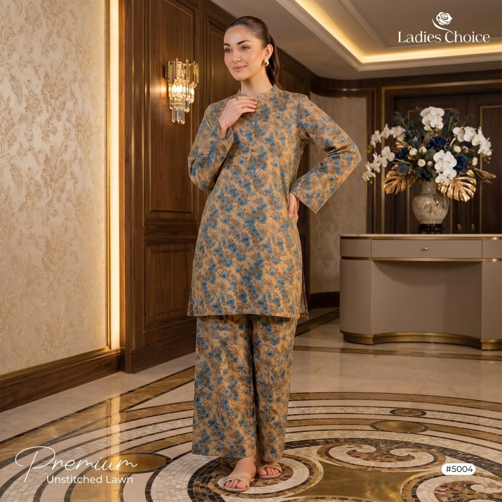2 Piece Premium Lawn Unstitched Suit (Kurta & Trouser) LC-5004