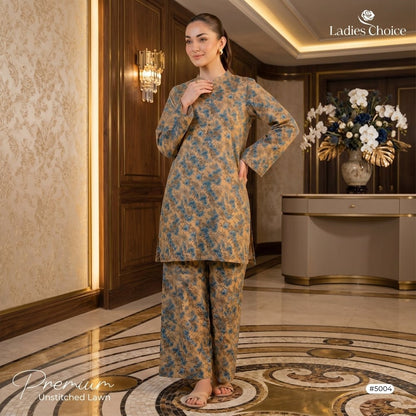 2 Piece Premium Lawn Unstitched Suit (Kurta & Trouser) LC-5004