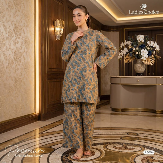2 Piece Premium Lawn Unstitched Suit (Kurta & Trouser) LC-5004