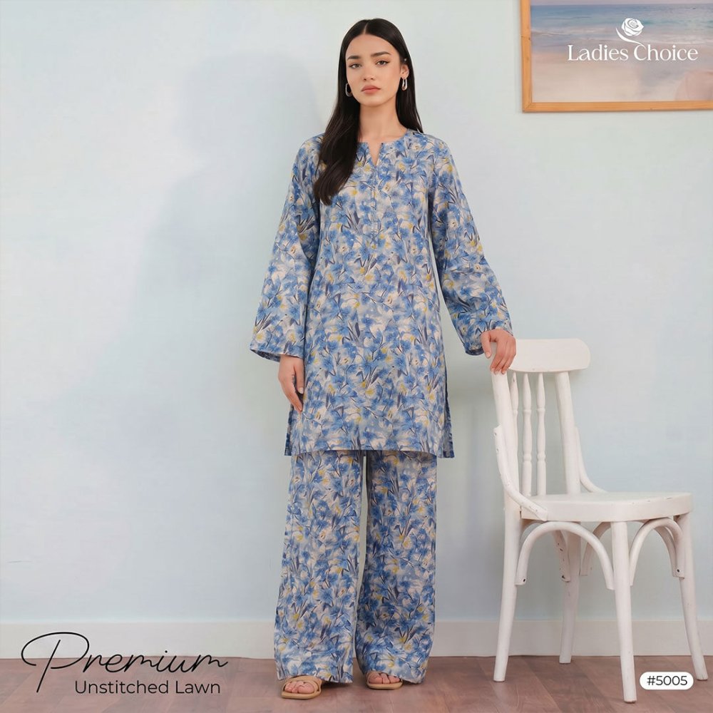2 Piece Premium Lawn Unstitched Suit (Kurta & Trouser) LC-5005