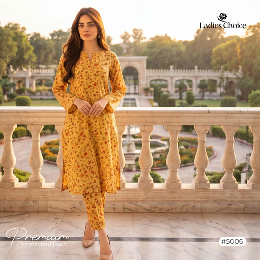 2 Piece Premium Lawn Unstitched Suit (Kurta & Trouser) LC-5006