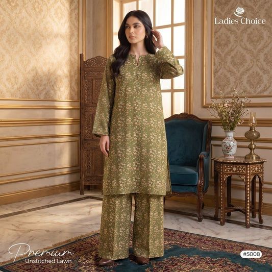 2 Piece Premium Lawn Unstitched Suit (Kurta & Trouser) LC-5008