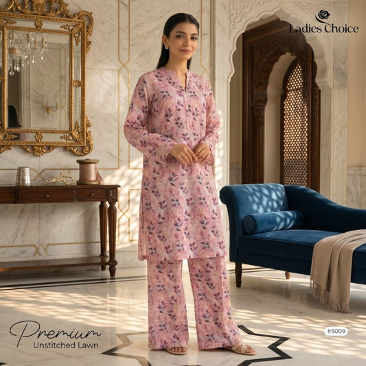 2 Piece Premium Lawn Unstitched Suit (Kurta & Trouser) LC-5009