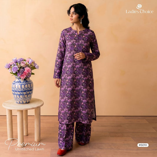 2 Piece Premium Lawn Unstitched Suit (Kurta & Trouser) LC-5010