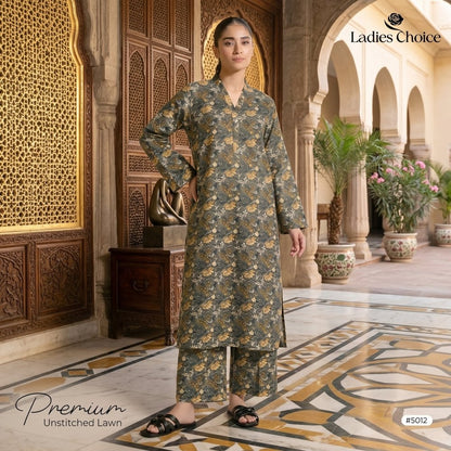 2 Piece Premium Lawn Unstitched Suit (Kurta & Trouser) LC-5012
