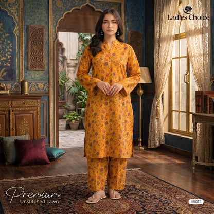 2 Piece Premium Lawn Unstitched Suit (Kurta & Trouser) LC-5014