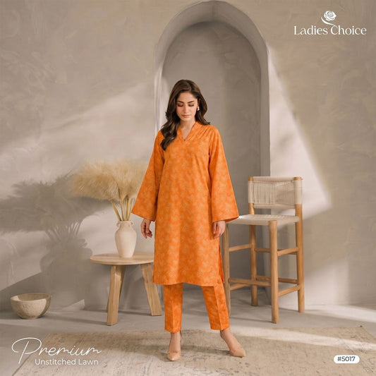 2 Piece Premium Lawn Unstitched Suit (Kurta & Trouser) LC-5017