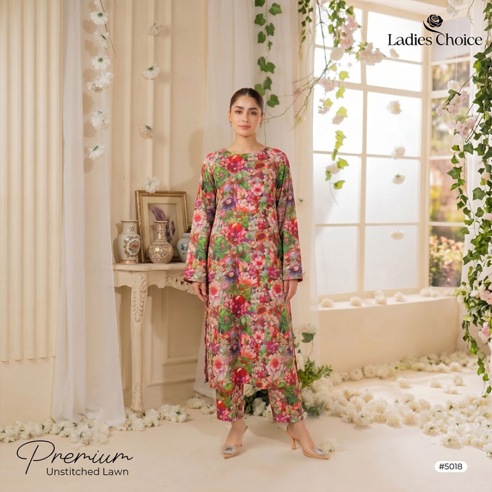 2 Piece Premium Lawn Unstitched Suit (Kurta & Trouser) LC-5018