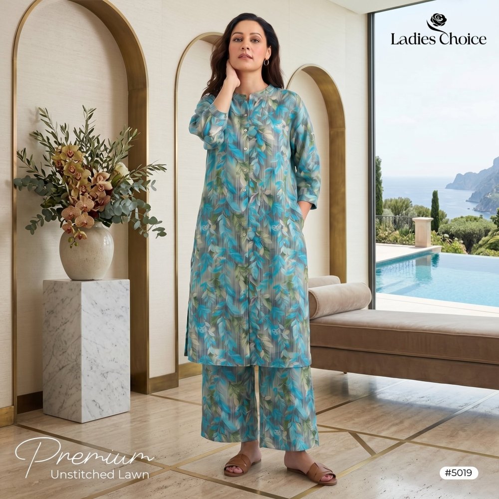 2 Piece Premium Lawn Unstitched Suit (Kurta & Trouser) LC-5019