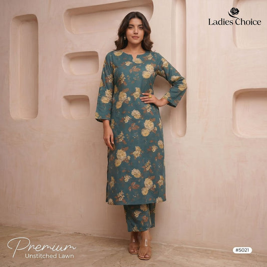 2 Piece Premium Lawn Unstitched Suit (Kurta & Trouser) LC-5021