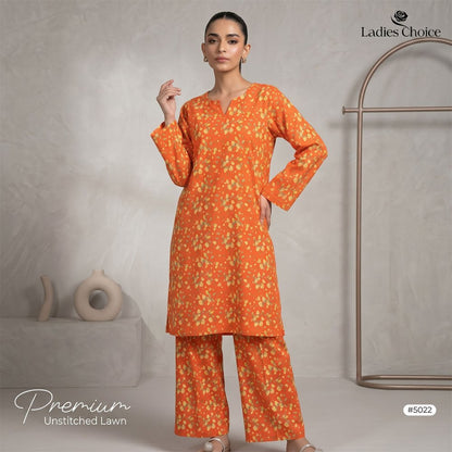 2 Piece Premium Lawn Unstitched Suit (Kurta & Trouser) LC-5022