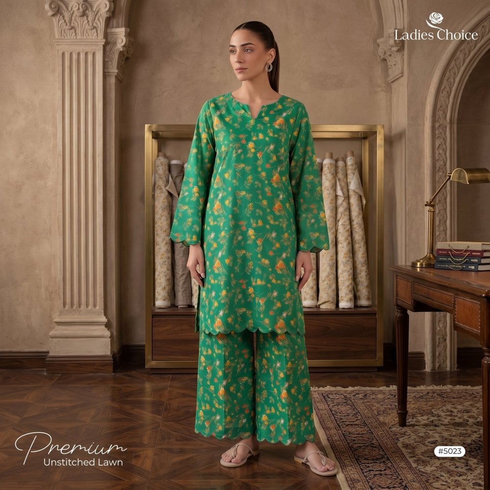 2 Piece Premium Lawn Unstitched Suit (Kurta & Trouser) LC-5023