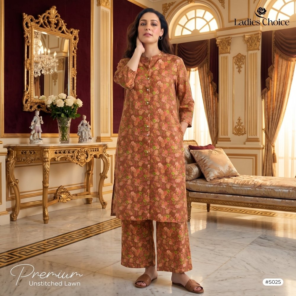 2 Piece Premium Lawn Unstitched Suit (Kurta & Trouser) LC-5025
