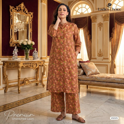 2 Piece Premium Lawn Unstitched Suit (Kurta & Trouser) LC-5025
