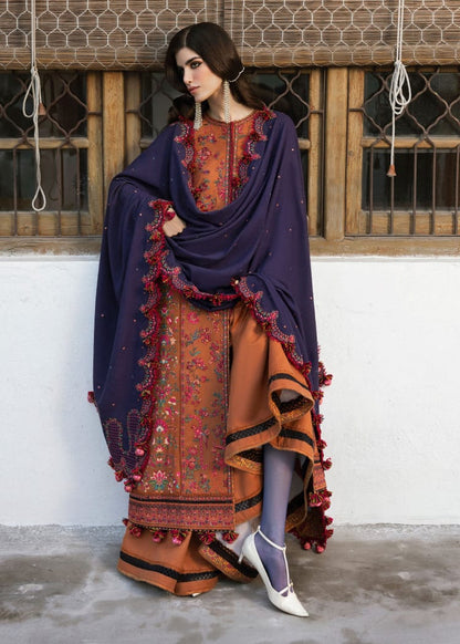 SR-MB610 Unstitched Heavy Embroidered Dhanak Suit With Embroidered Dhanak Shawl