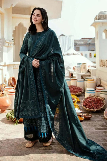 SR-MB935 Unstitched Fully Embroidered Dhanak Suit Embroidered Dhanak Shawl