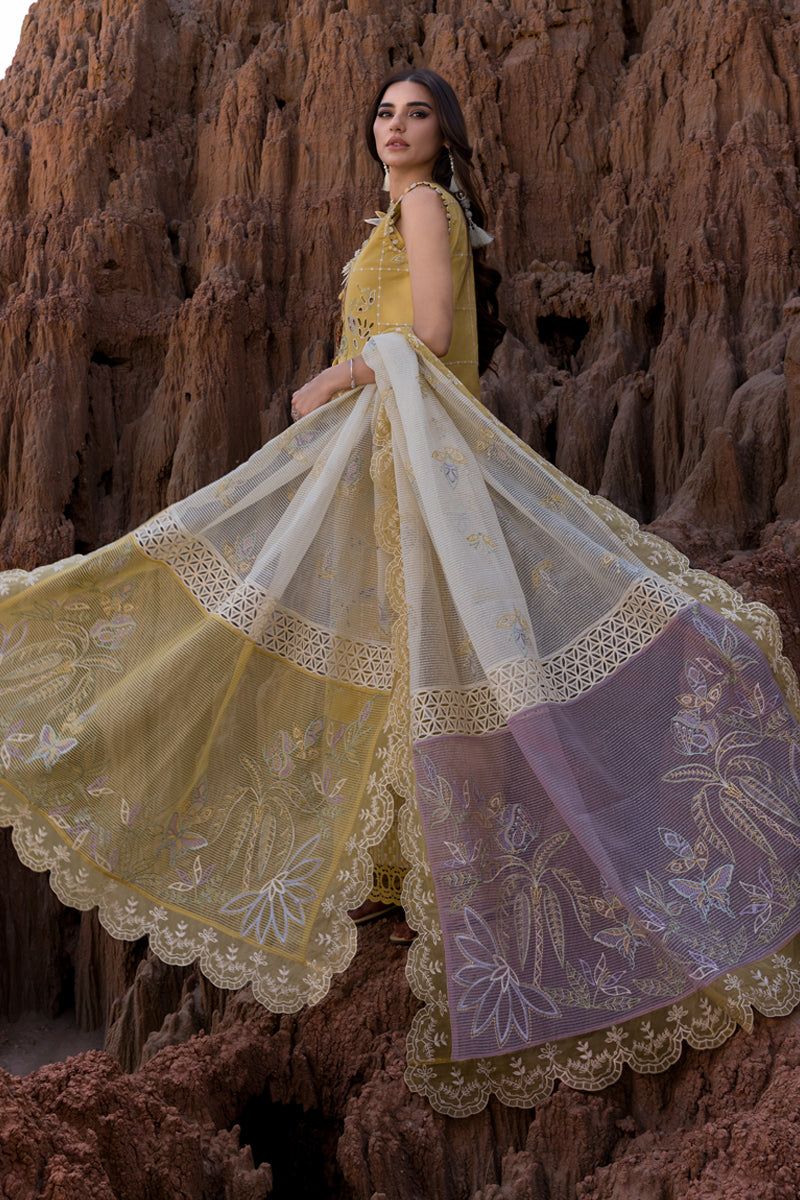 RANG RASIYA-3PC LAWN EMBROIDERED SHIRT WITH KHAADI NET EMB DUPATTA & TROUSER-BIC-4686