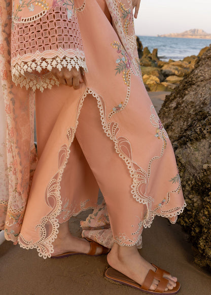 CRIMSON-3PC LAWN CHIKAANKARI EMBROIDERED SHIRT WITH CHIFOON PRINTED EMB DUPATTA AND EMB TROUSER-BIC-4705
