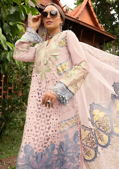 MARIA.B-3PC LAWN EMBROIDERED SHIRT WITH EMBROIDERED ORGANZA DAMAN CHIFFON PRINTED EMB DUPATTA AND EMB TROUSER-BIC-4711