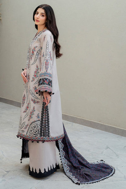 SR-JZ2865 Lawn Unstitched Embroidered 3pc Suit With Soft Monar Digital Printed Dupatta