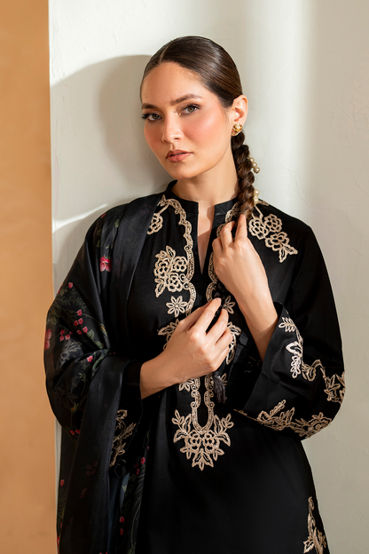 IZNIK- 3PC LAWN EMBROIDERED SHIRT WITH CHIFFON PRINTED DUPATTA AND EMB TROUSER-BIC-4513