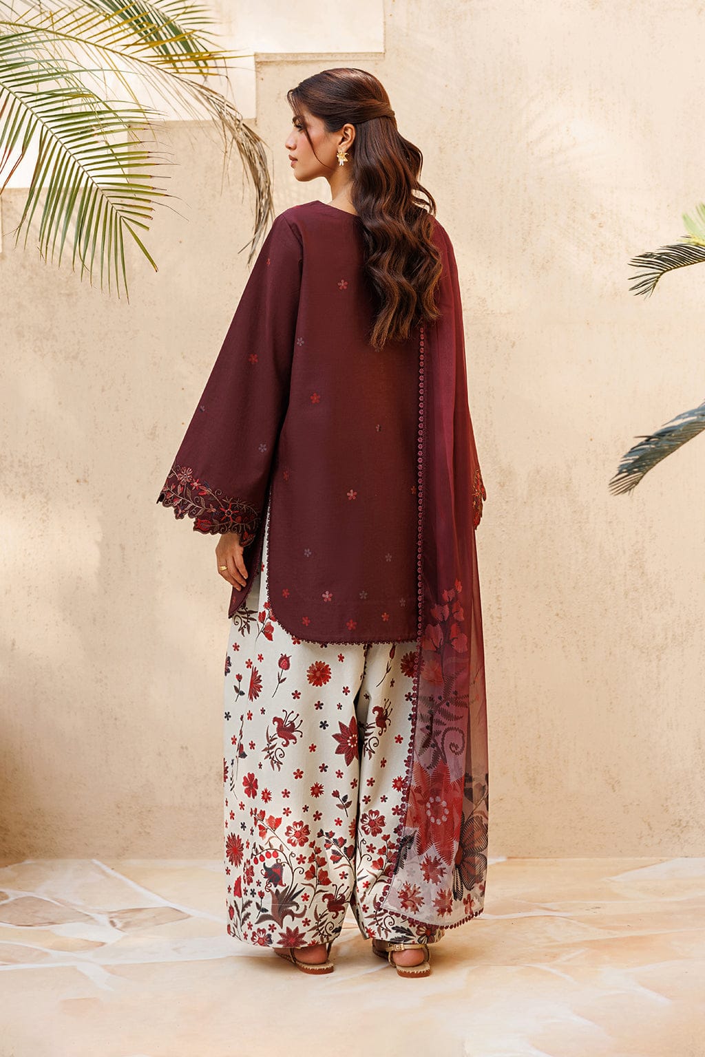 SR-IZ236 Neckline & Sleeves Embroidered Digital Printed Lawn Suit 3pc With Monar Digital Printed Dupatta
