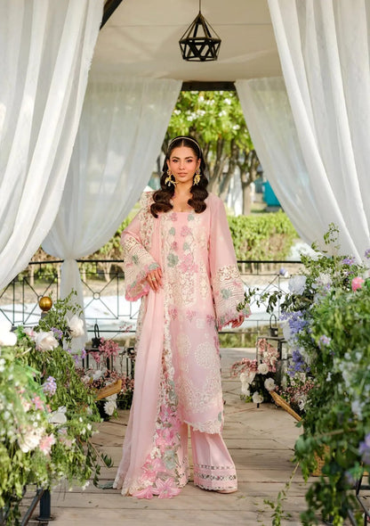 SR-EL2790 Unstitched Fully Embroided Lawn Suit With Cotton Net Embroidered Dupatta