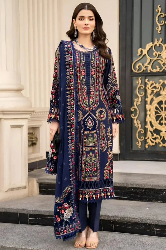 SR-MB965 Unstitched Embroidered Dhanak Wool Suit With Embroidered Dhanak Shawl