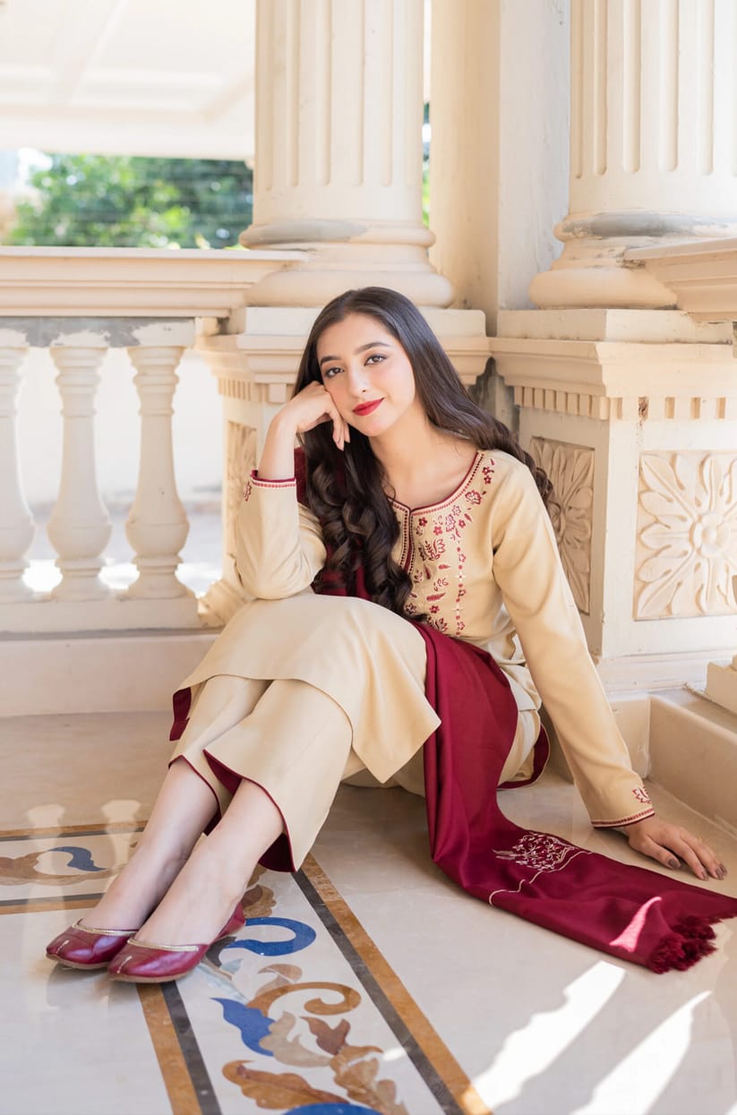 SR-AS25 Unstitched Fully Embroided Dhanak Suit With Dhanak Dupatta