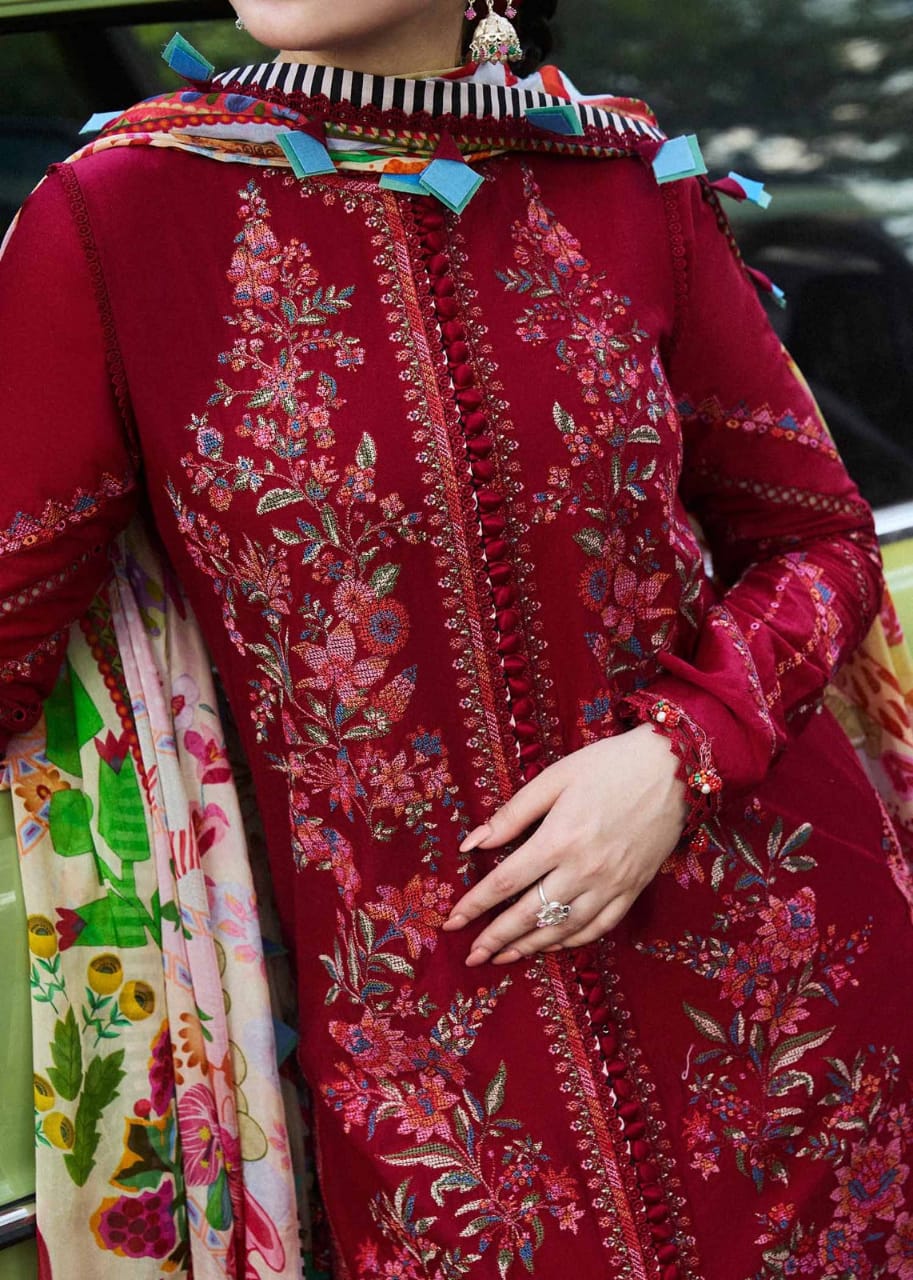 SR-MB550 Dhanak Embroidered Suit With Digital Printed Woolen Shawl