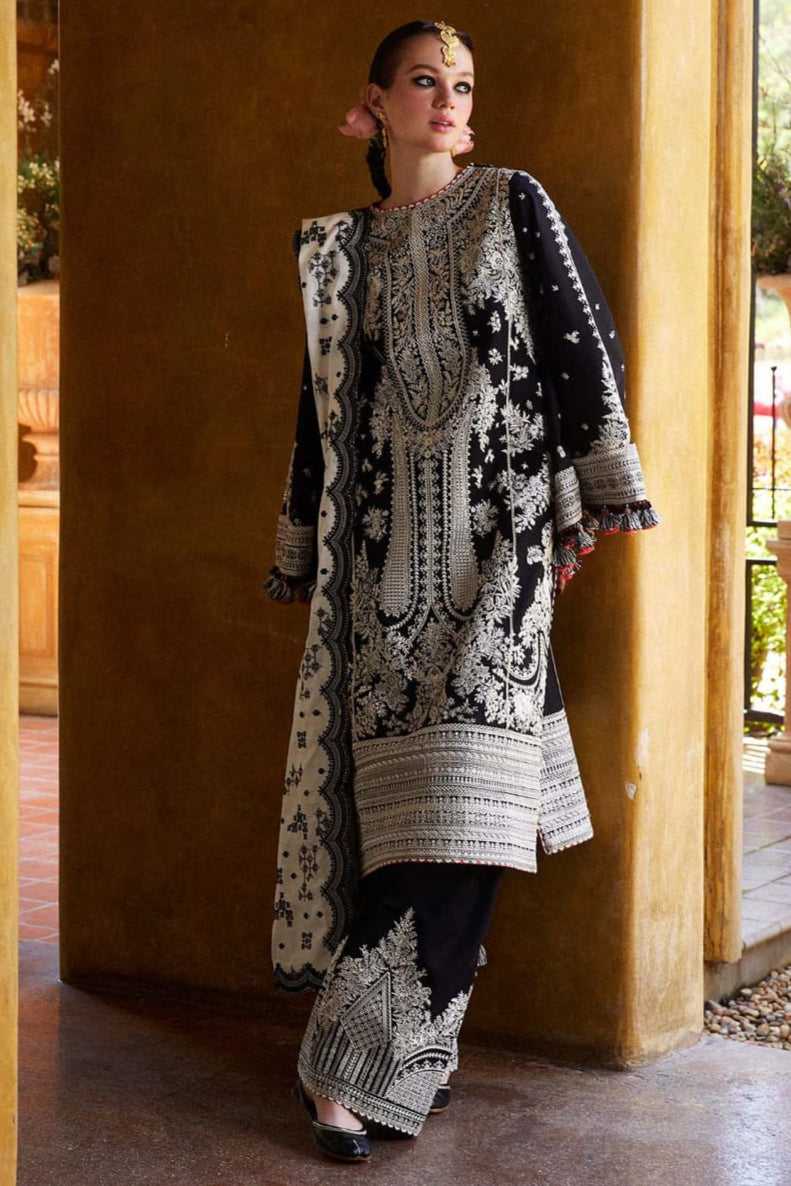SR-MB2615 Lawn Unstitched 3pc Embroidered Suit With Embroidered Bamber Chiffon Dupatta